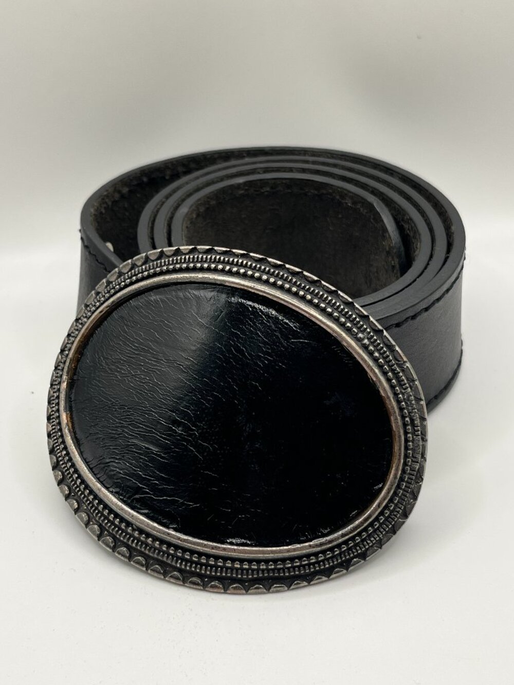 Vintage DIESEL Black Leather Belt (Size 36) - Made in Italy